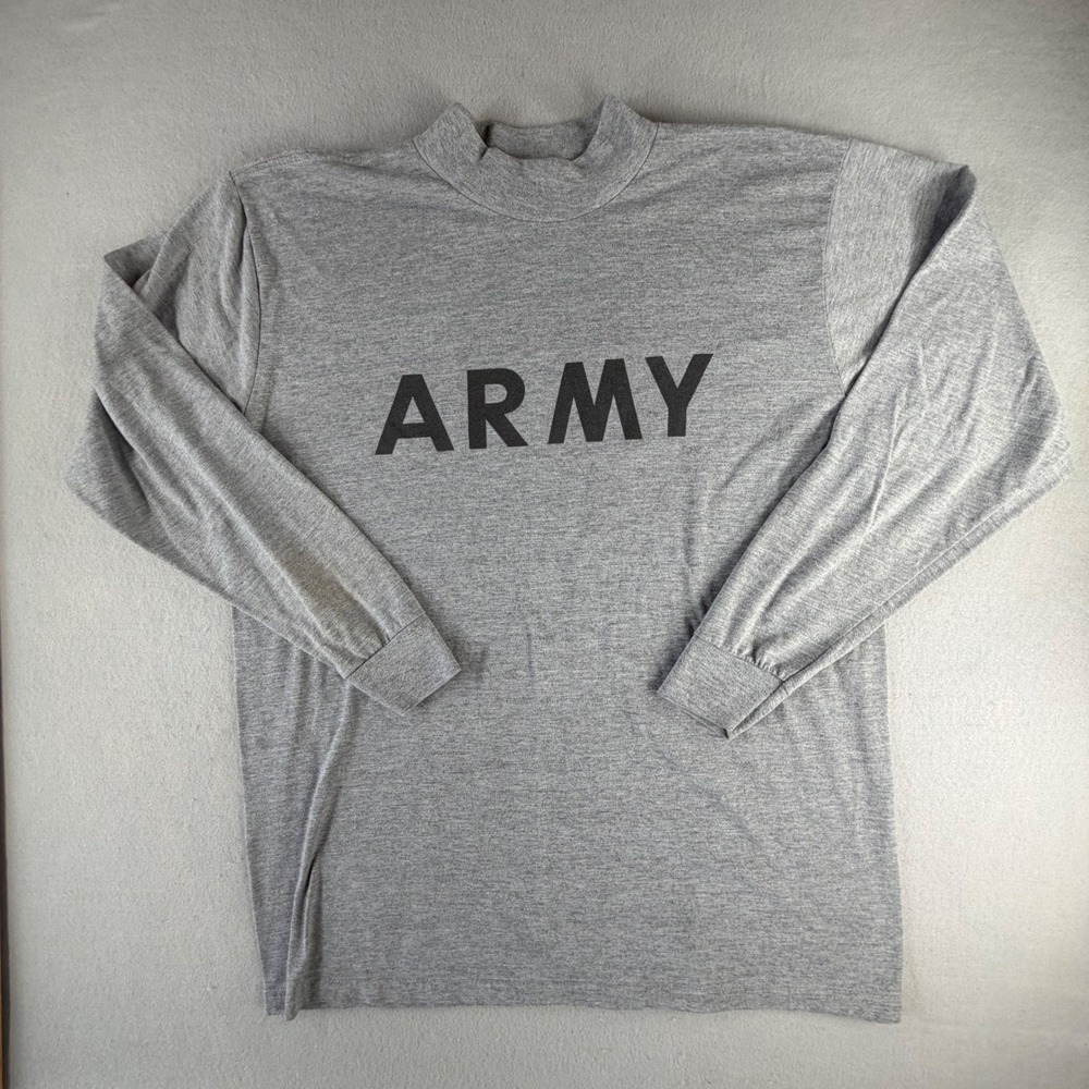 US Army Physical Fitness Uniform Long Sleeve T-Shirt Heather Gray Mens Size L
